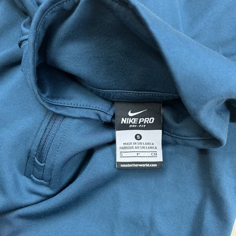 Nike Pro Womens Half Zip Long Sleeve Pullover Blue Small Activewear Top